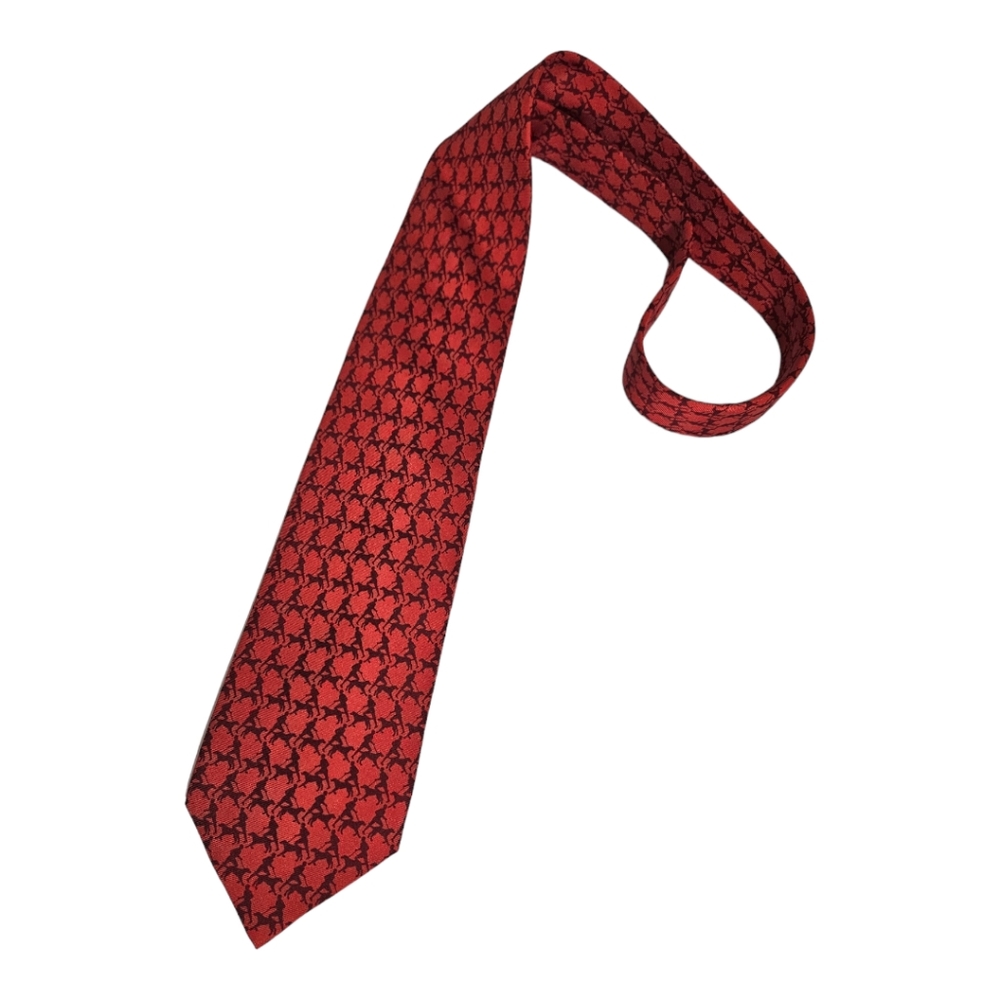 SCAPPINO Red Man Dog Silk LUXURY Tie HANDMADE MEXICO
